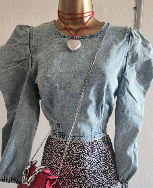 Denim Puffy Top