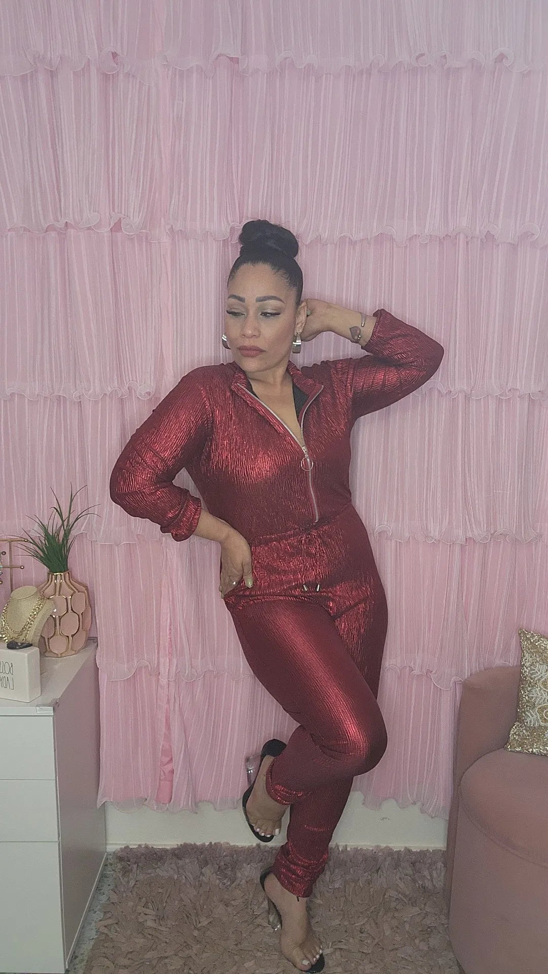 Red Metalic Jumpsuit