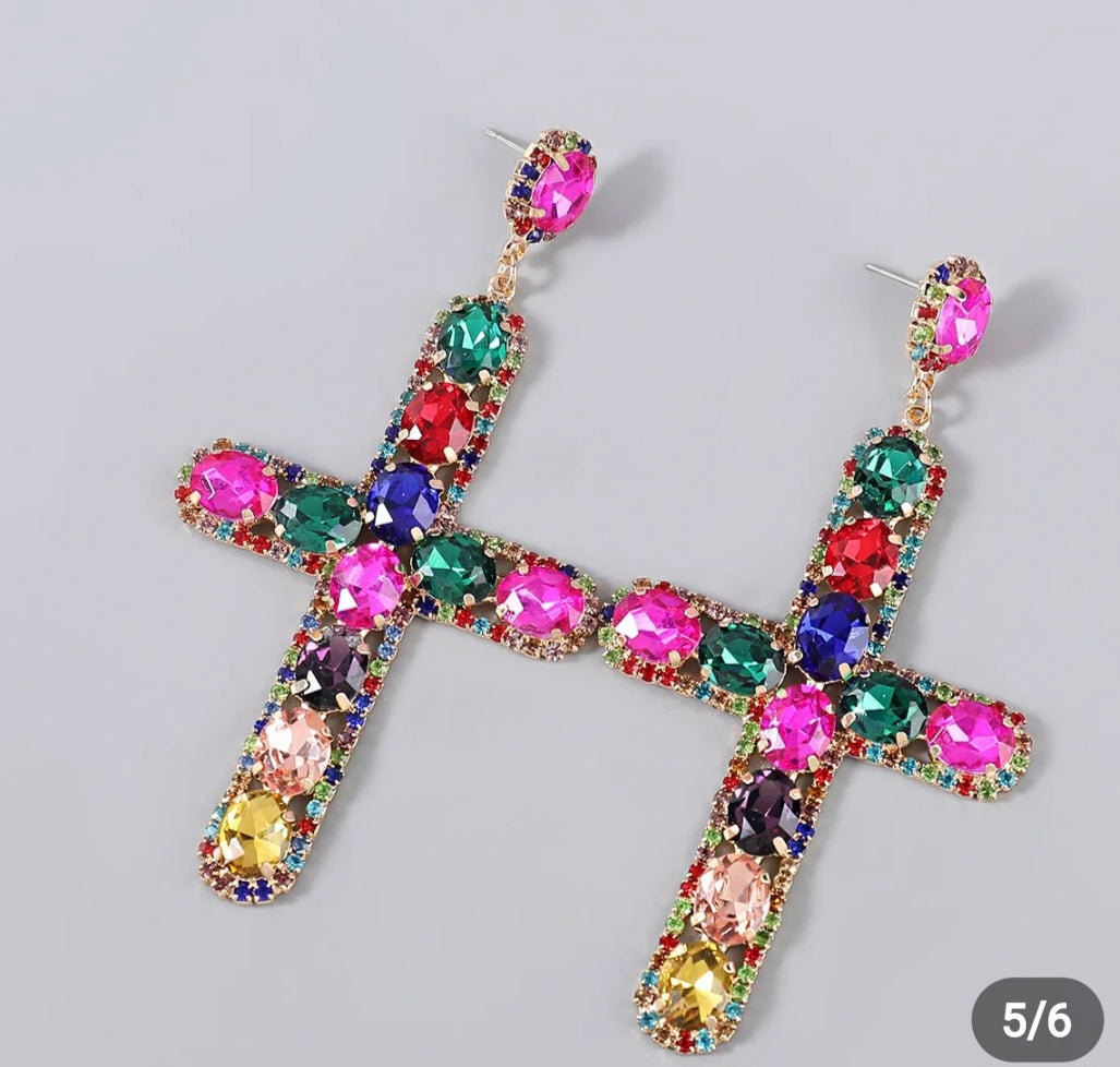 Diamond Cross Earrings