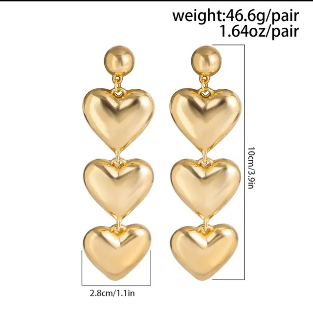 Triple Hearts Earrings