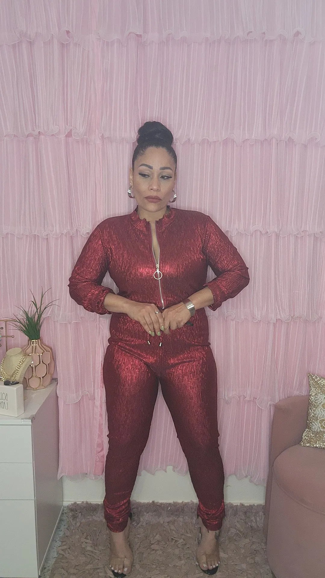 Red Metalic Jumpsuit