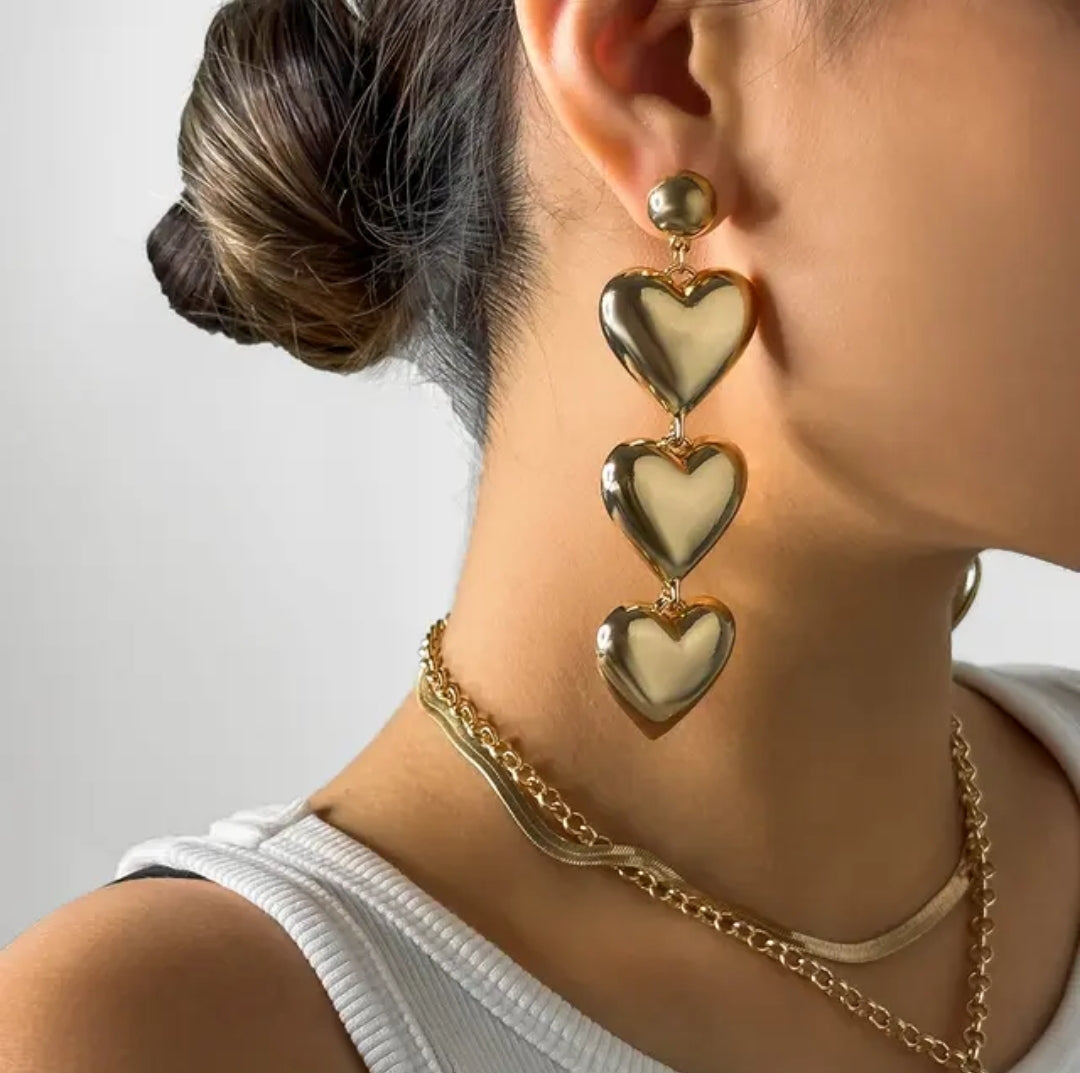 Triple Hearts Earrings