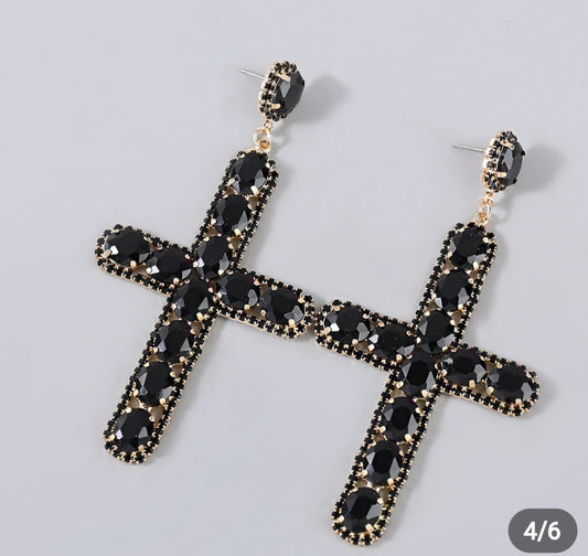 Diamond Cross Earrings