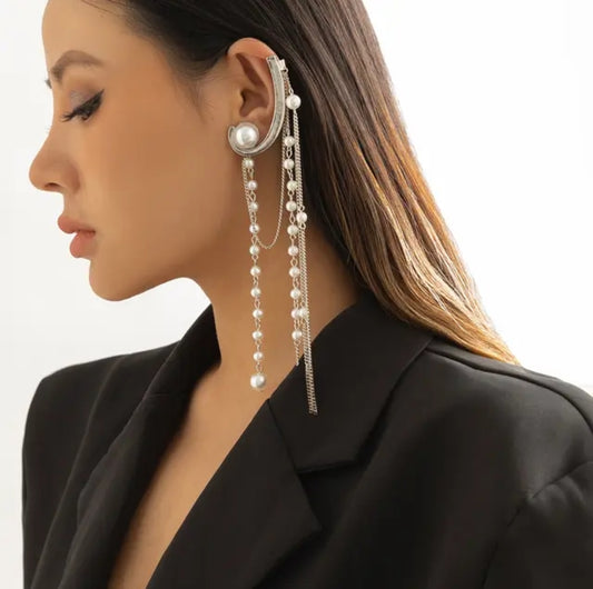 Silver Pearl Ear Cuf