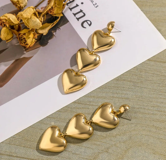 Triple Hearts Earrings