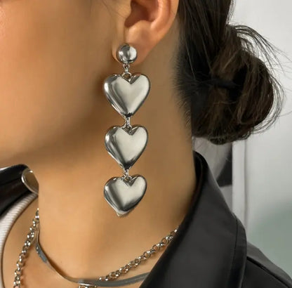 Triple Hearts Earrings